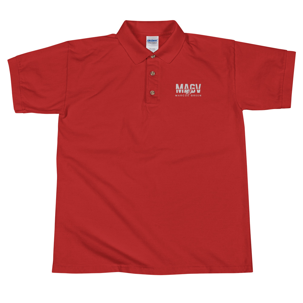 Red Embroidered Polo Shirt – Official Website of Marcus Green